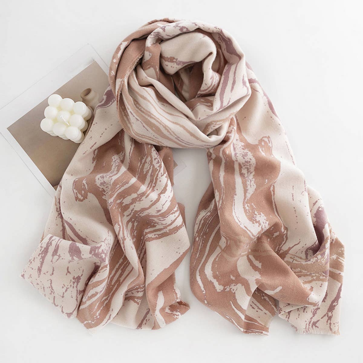 Marble Stripe Scarf ? Soft Winter Wrap
