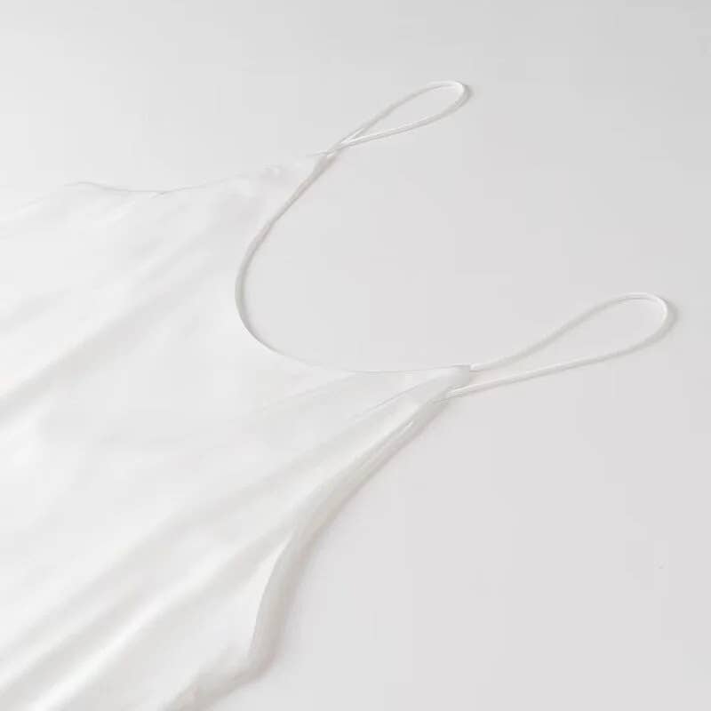 Loose satin double-layer solid-color halter dress