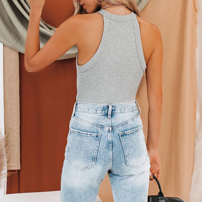 SOLID COLOR ALL-IN-ONE SEXY THREADED VEST