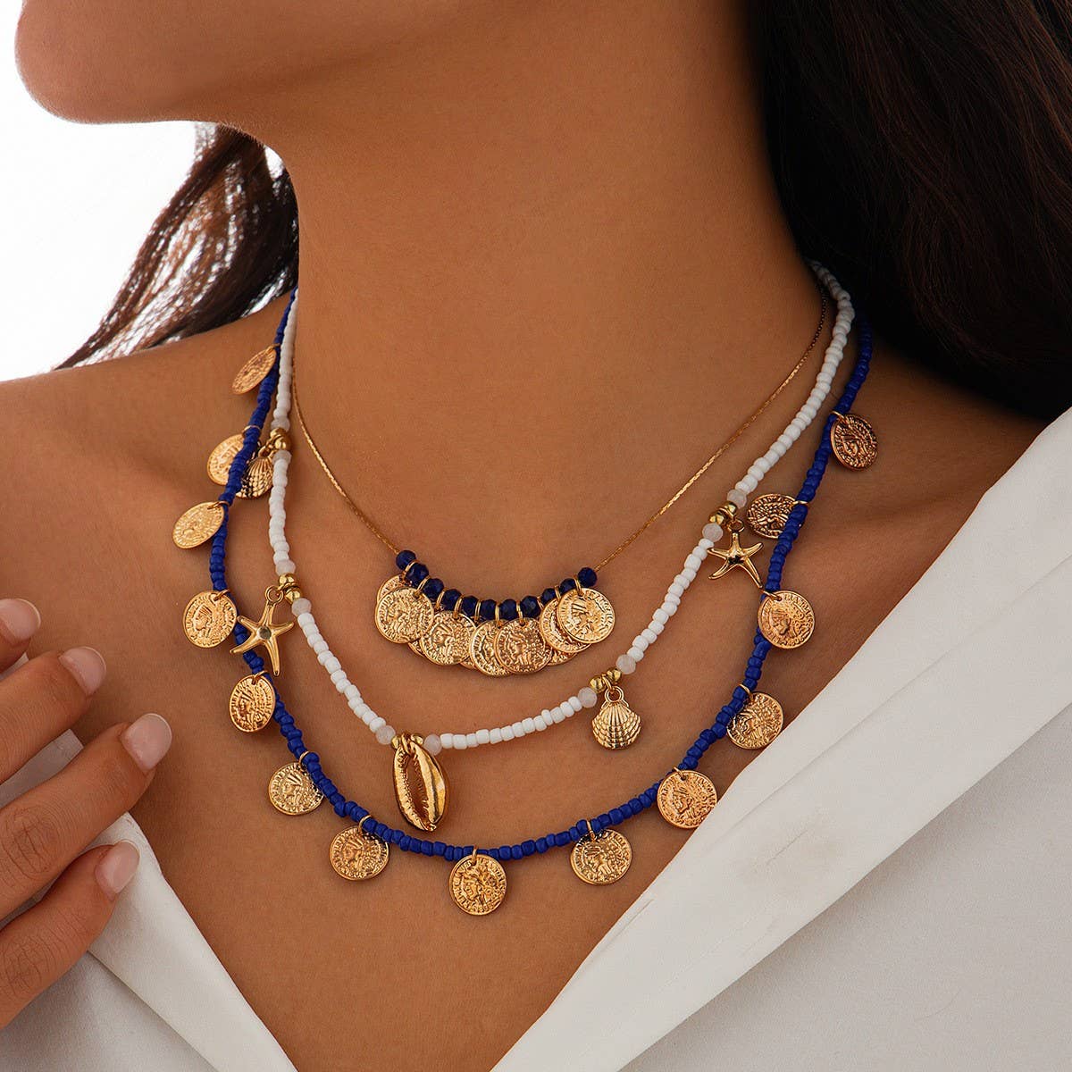 NEW FASHION ALLOY STARFISH CLAVICLE NECKLACE