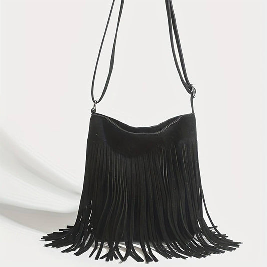 Retro Western denim tassel saddle bag