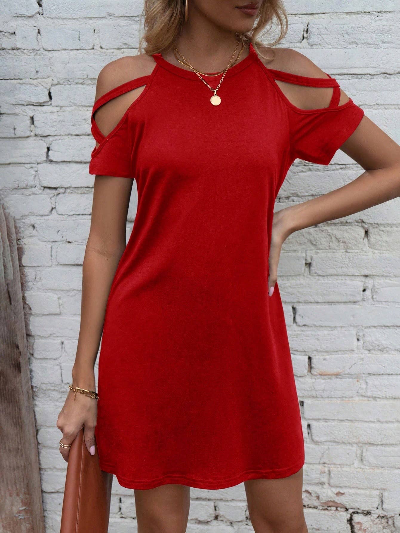 Loose casual sexy off-the-shoulder knitted dress