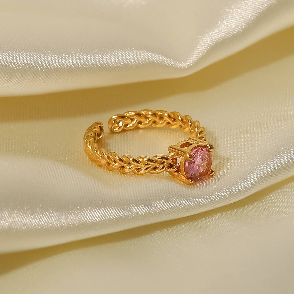 ZIRCON INLAY RINGS ADJUSTABLE TITANIUM STEEL RINGS_CWAJE1238