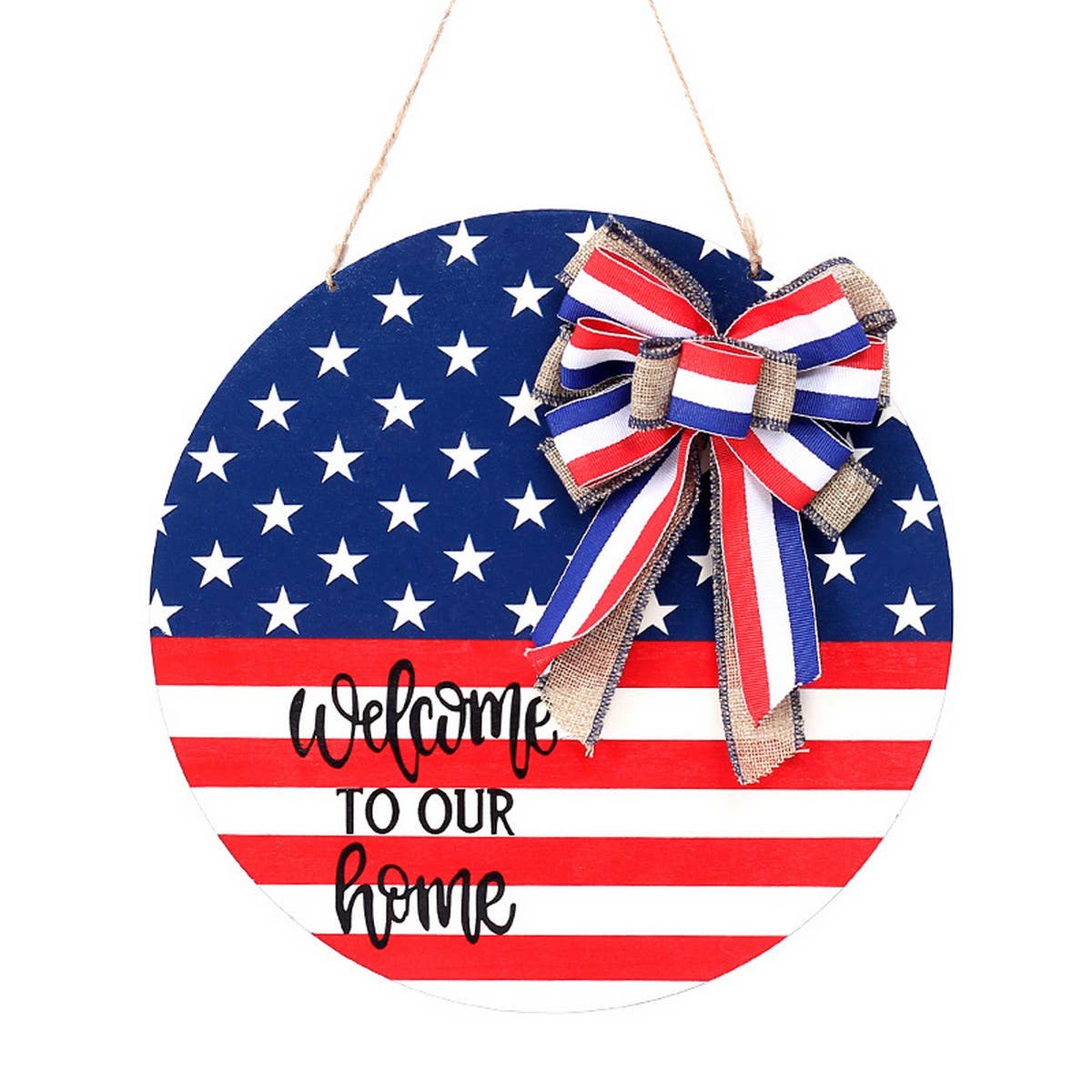 Independence Day USA Flag Wooden Door Sign_CWMM9894