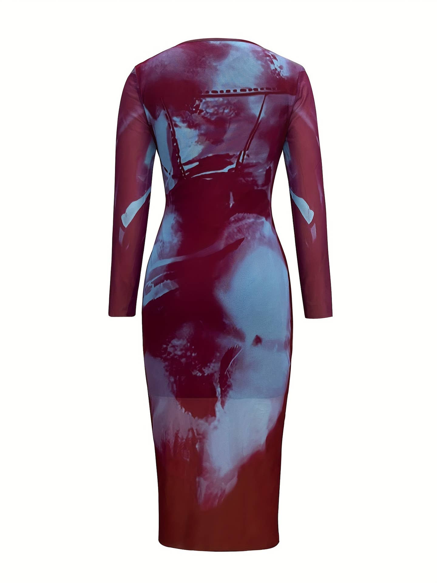 Sexy body positioning print mesh dress