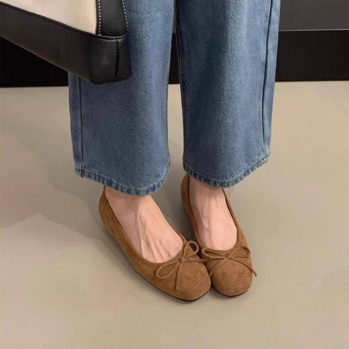 Red Wedge Ballet Flats for Women Fairy Style_CWSHF0090