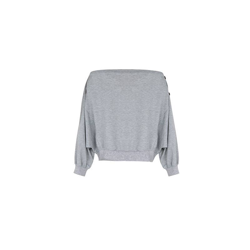 STRAIGHT-NECK OFF-THE-SHOULDER HOODIE