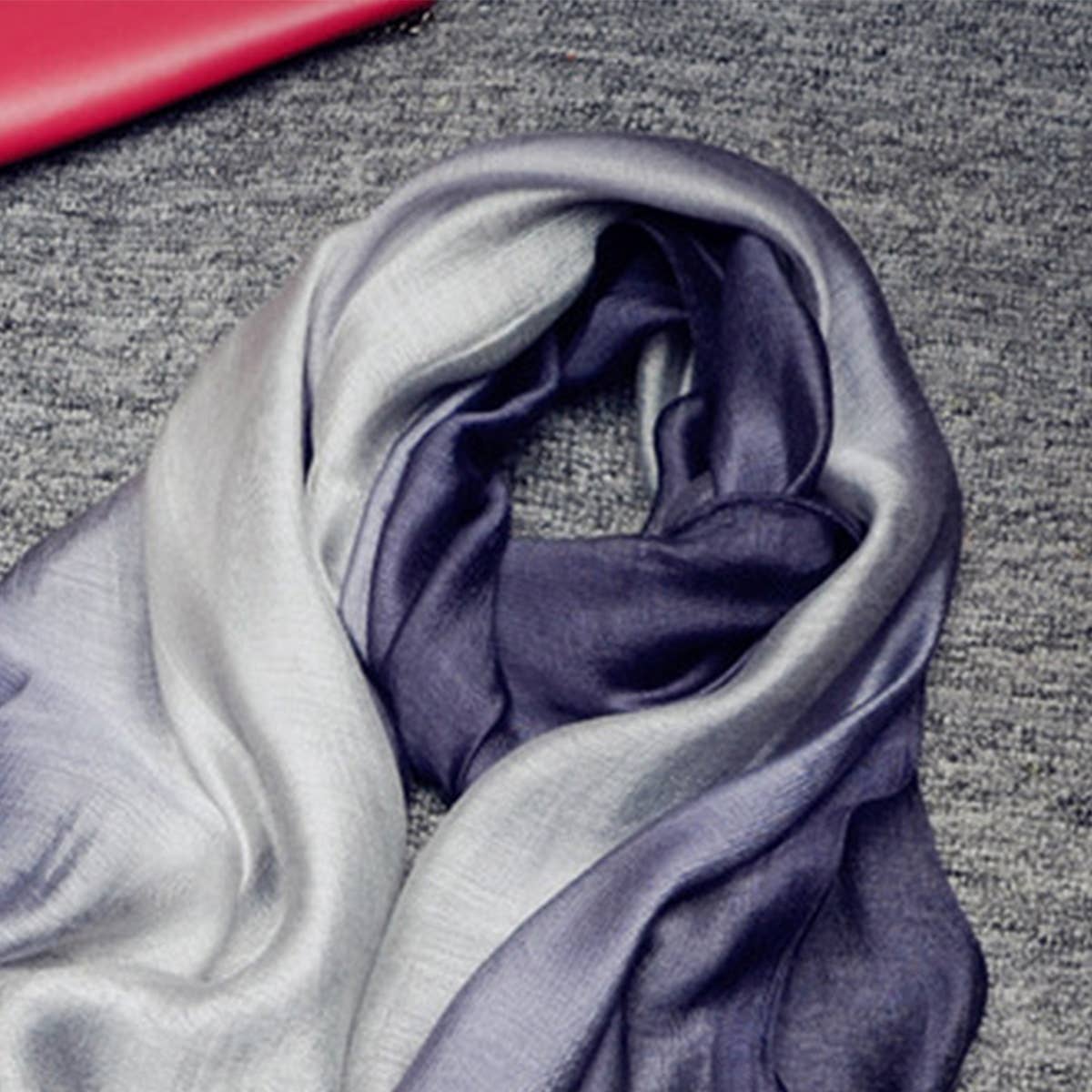Gradient silk long scarf shawl
