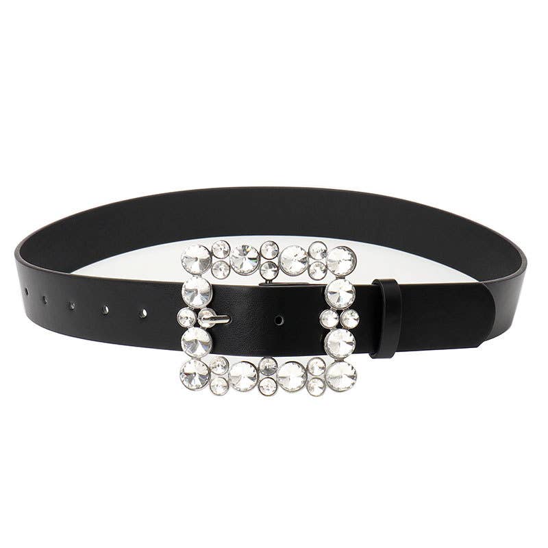 Square buttons and rhinestones fashionable belt