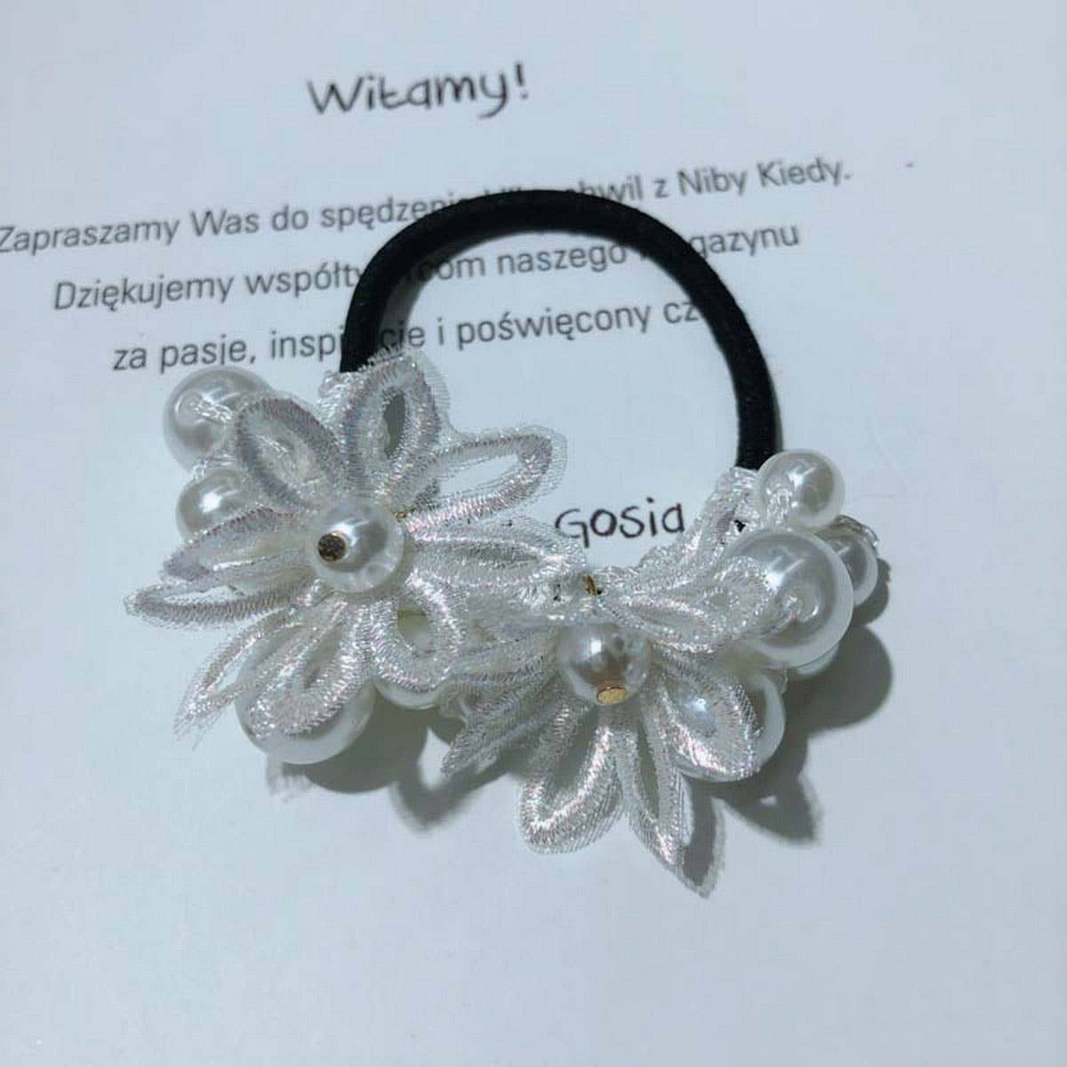 Cute Daisy Pearl Hair Tie Handmade Braided
