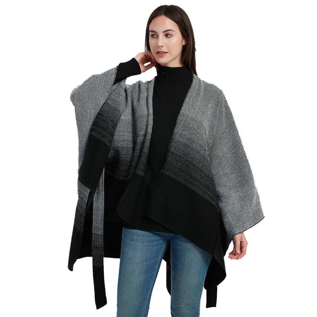 GRADIENT CARDIGAN WARM SHAWL CLOAK