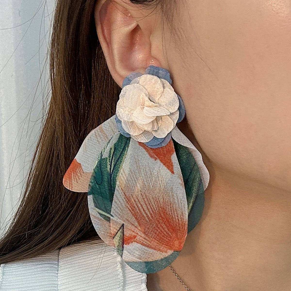 Handmade Fabric Flower Earrings ? Fresh Design