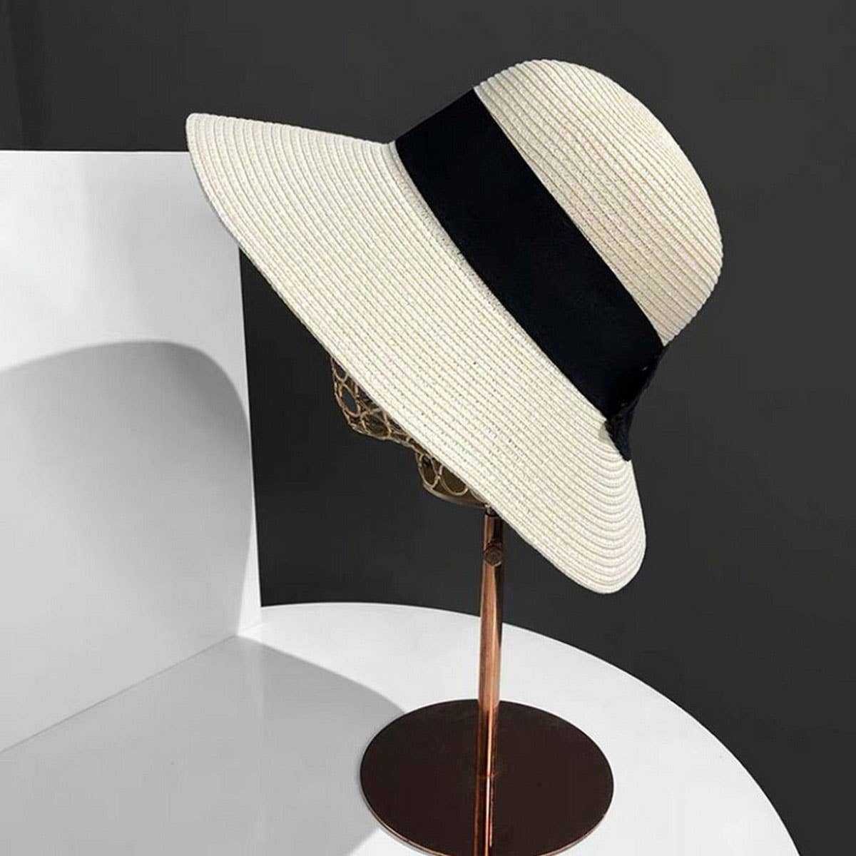 Summer Literary Bow Sunshade Straw Hat_CWAH3434