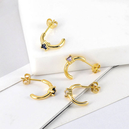 MULTICOLOR C-SHAPED SIMPLE EXQUISITE EARRINGS