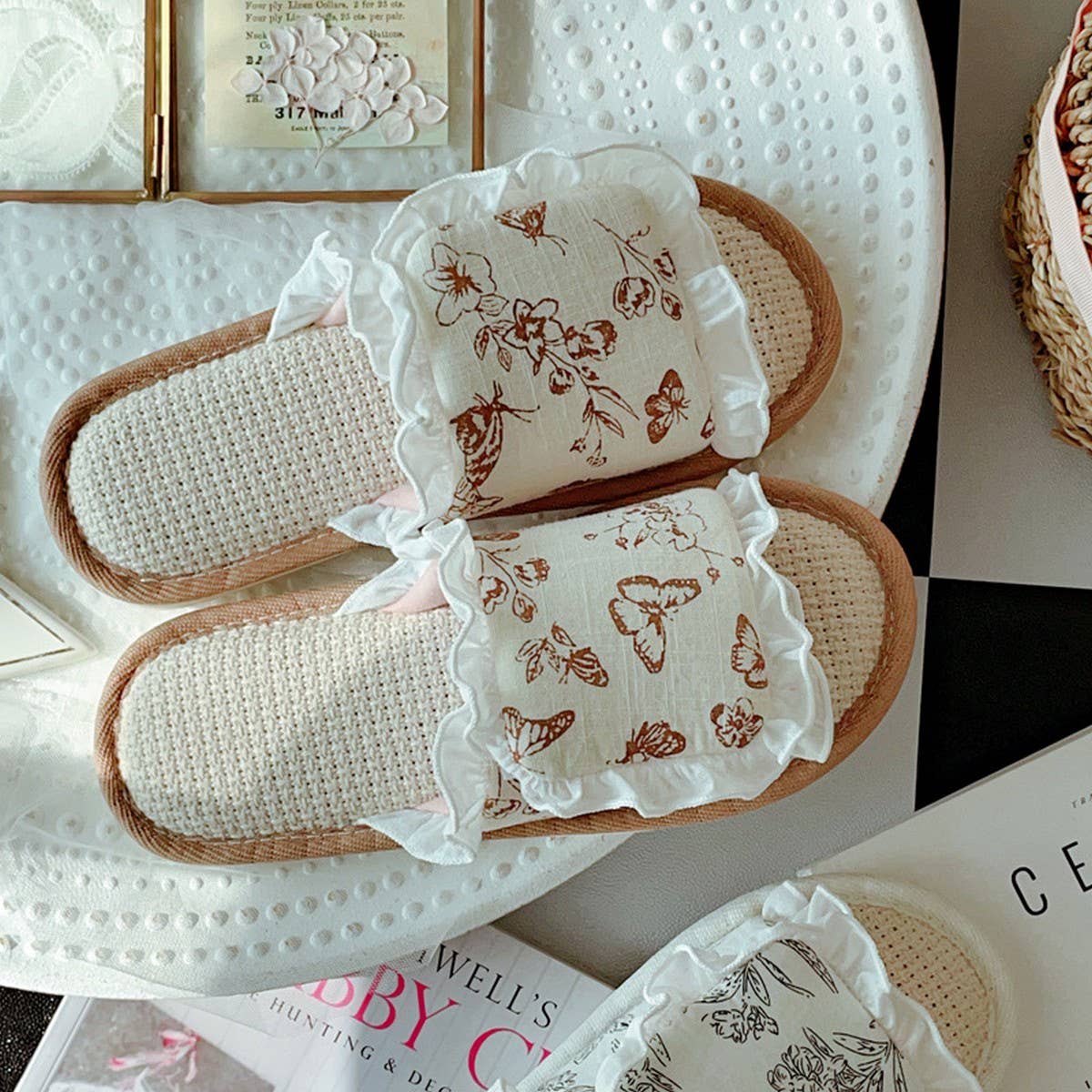 WOMEN'S INDOOR NON-SLIP BREATHABLE LINEN SLIPPERS