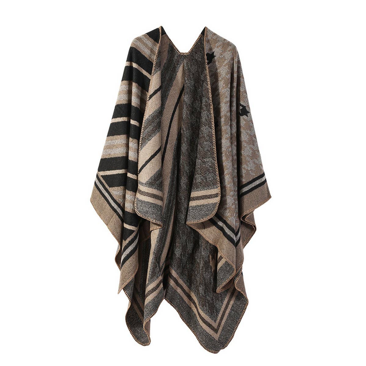 STRIPED SHAWL WARM CASHMERE ALL-MATCH CAPE_CWASC2251