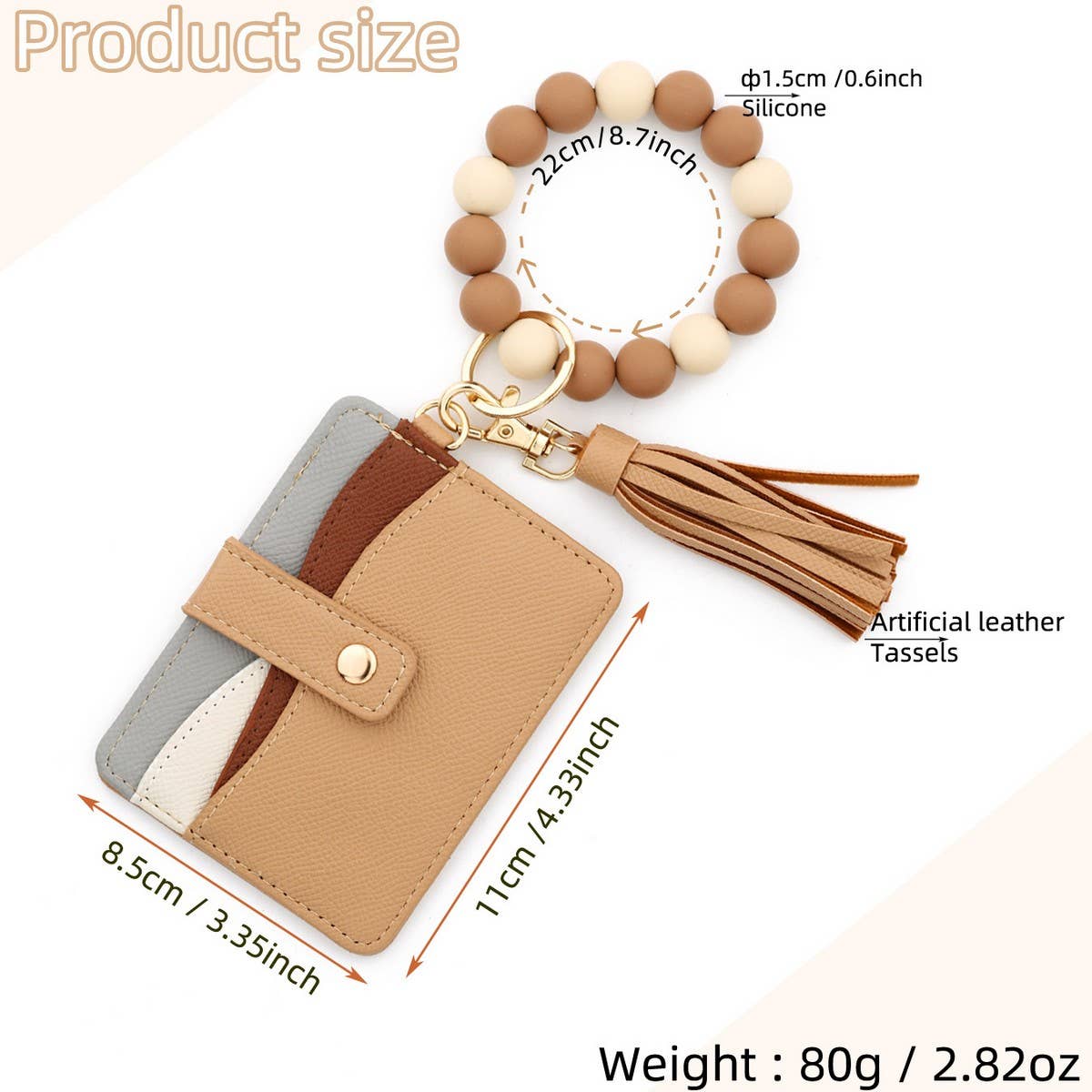 Silicone Bead Bracelet Keychain with ID Wallet_CUAB00446