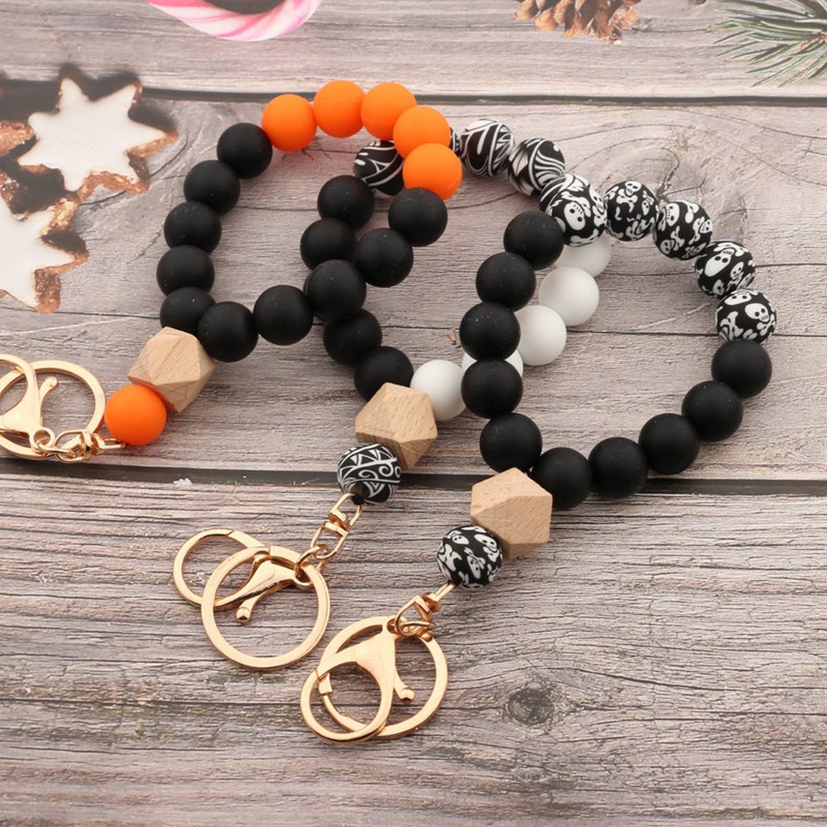 Silicone & Wood Bead Bracelet Gift for Women