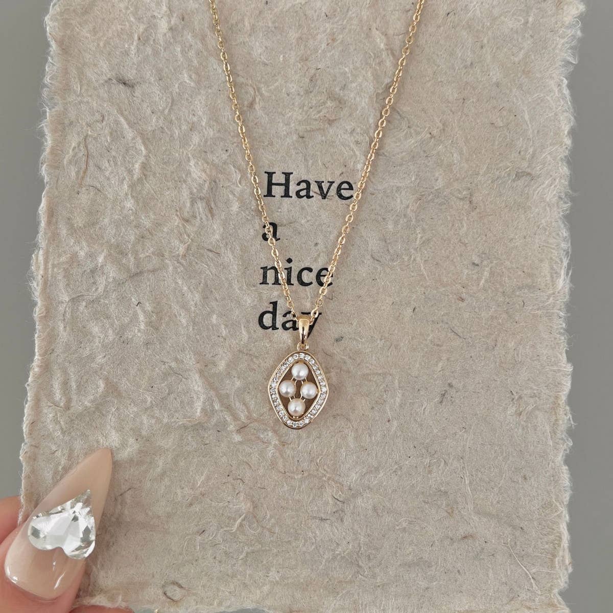 DIAMOND FRESHWATER PEARL NECKLACE