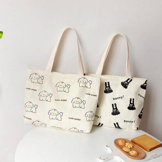 Cute Cartoon Canvas Tote Bag for Girls, Large_CWAB5659