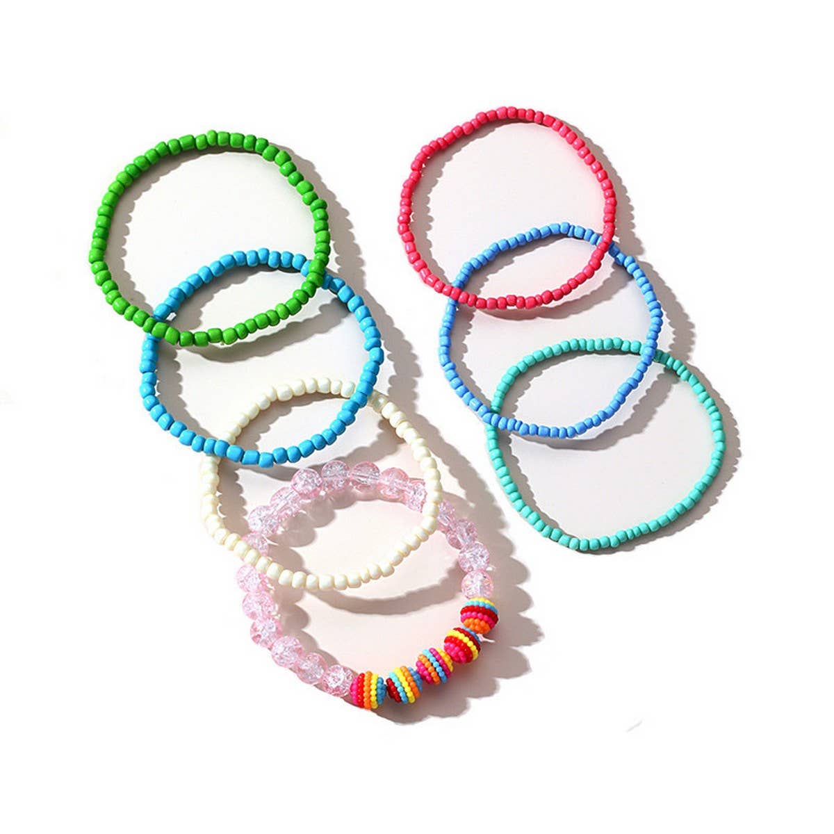 Boho Multicolor Beaded Anklet Chain Set_CWMM6363