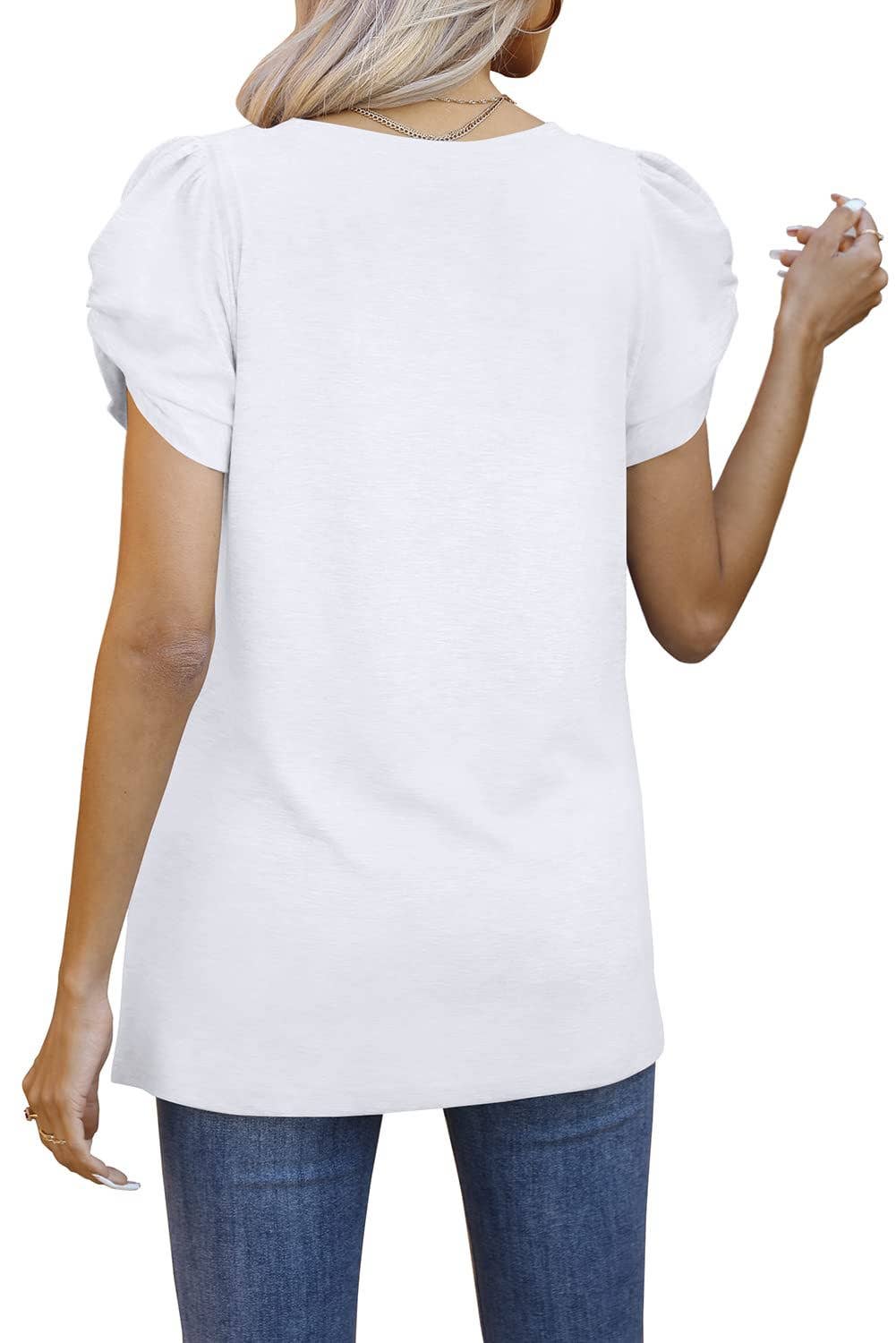 SOLID COLOR KNOTTED V-NECK SHORT-SLEEVED BASE