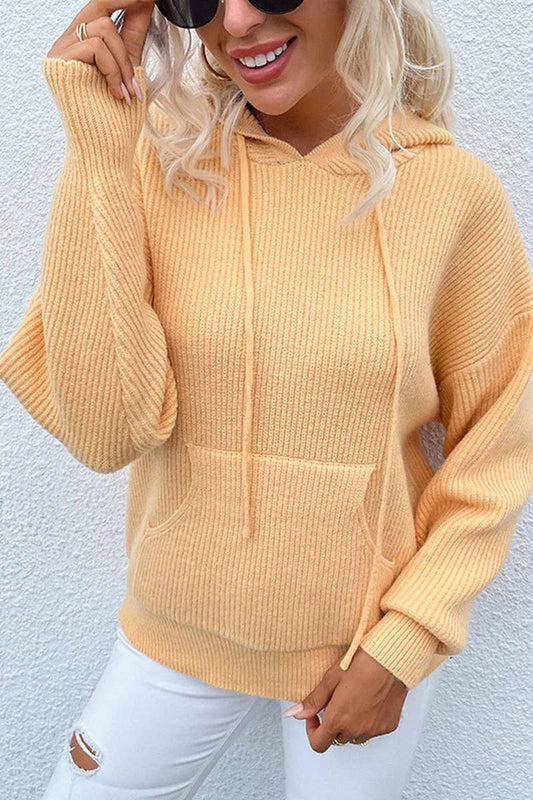 CWOHOL0396_Casual V-Neck Hoodie Long Sleeve Sweater
