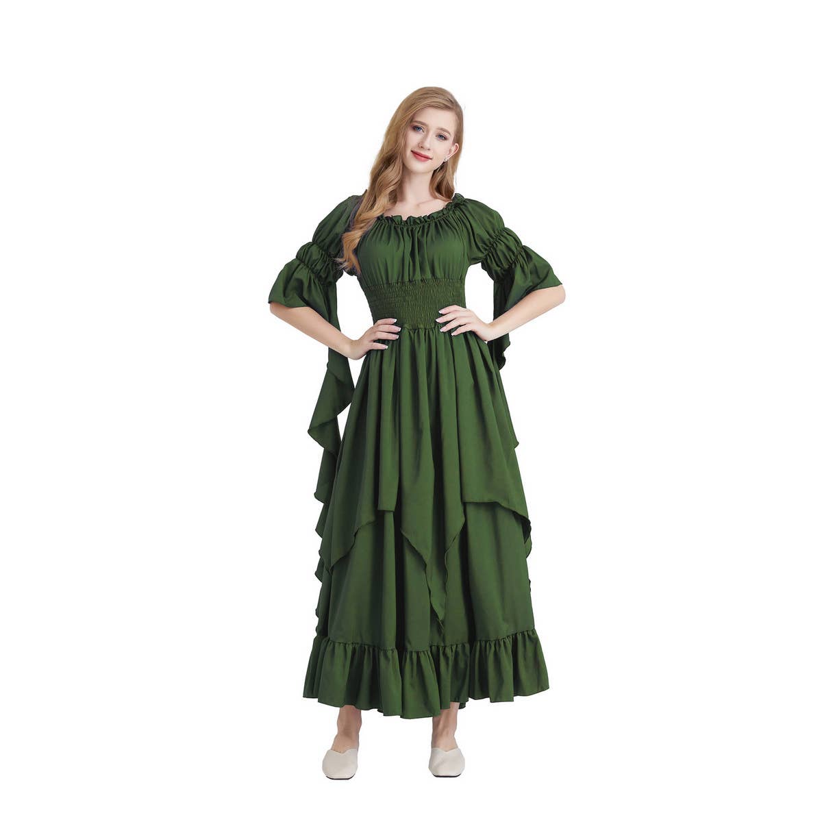 HALLOWEEN COSTUME SQUARE NECK TIED WAIST DRESS