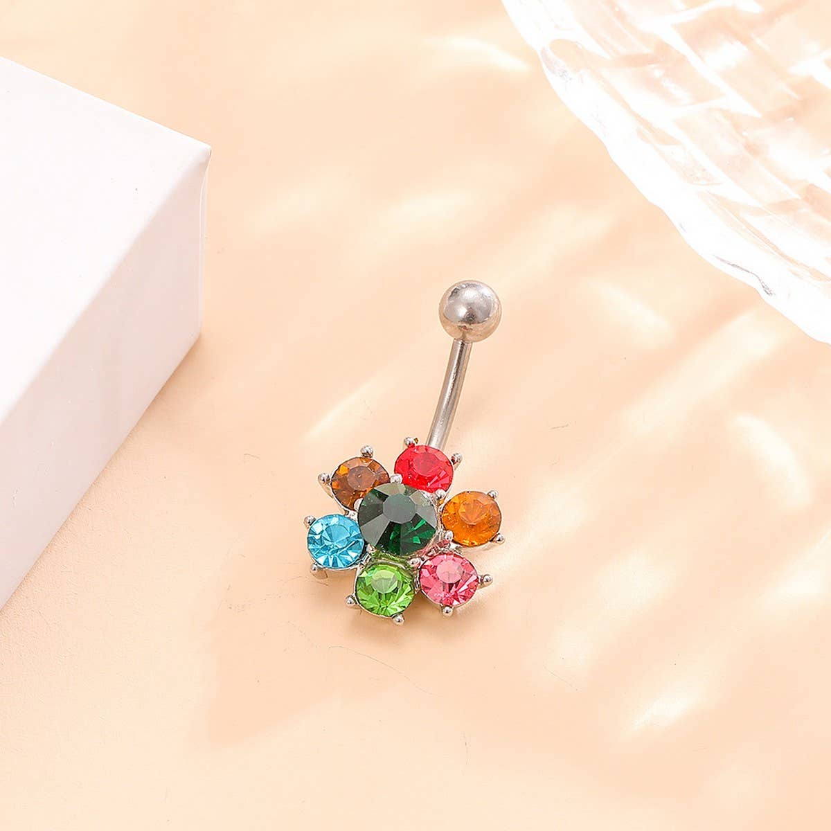 Delicate Colorful Flower Belly Ring Hot Sale