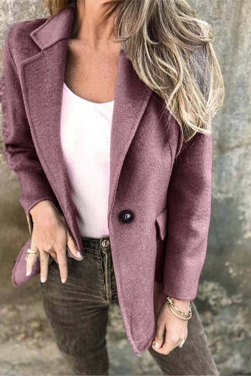 CWOCO00208_CASUAL SOLID COLOR LAPEL WOOLEN COAT