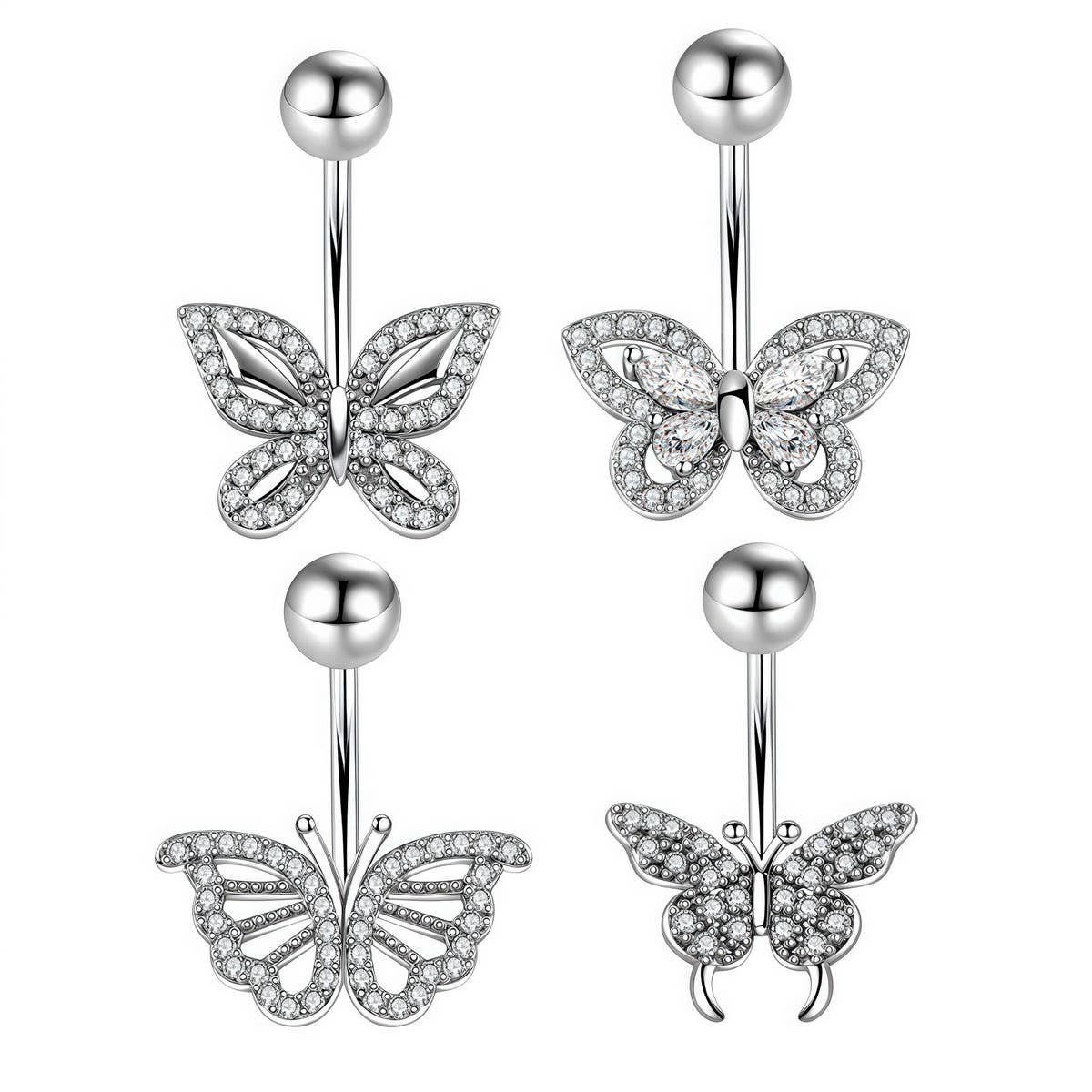 CZ Butterfly Belly Button Ring Piercing Jewelry