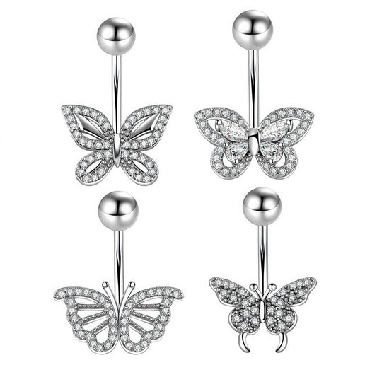 CZ Butterfly Belly Button Ring Piercing Jewelry