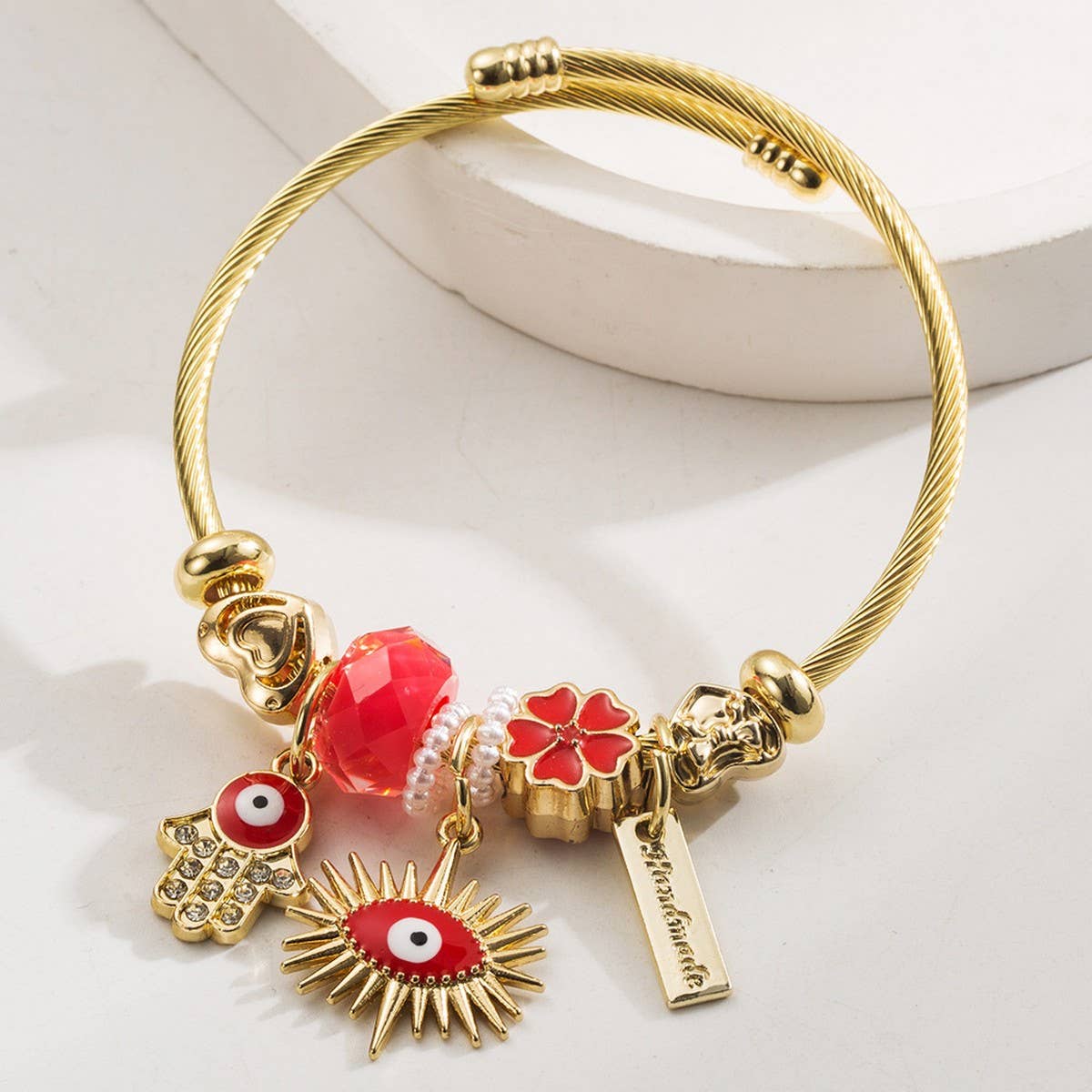 Trendy Evil Eye Charm Stainless Steel Bracelet