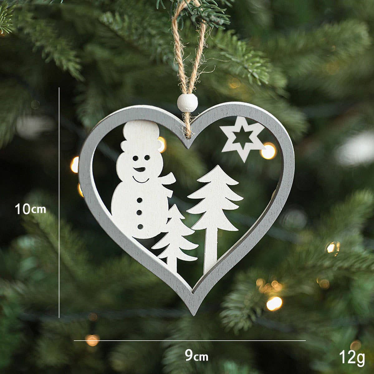 Grey Wooden Hollow Christmas Tree Hanging Ornament