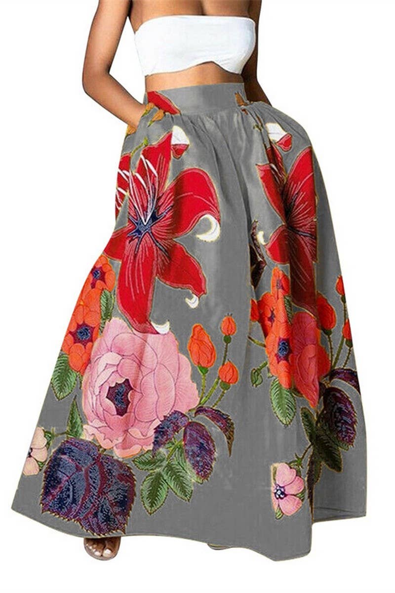 CWBLS0663_LOOSE HIGH WAIST HOLIDAY FLARED POCKET SKIRT