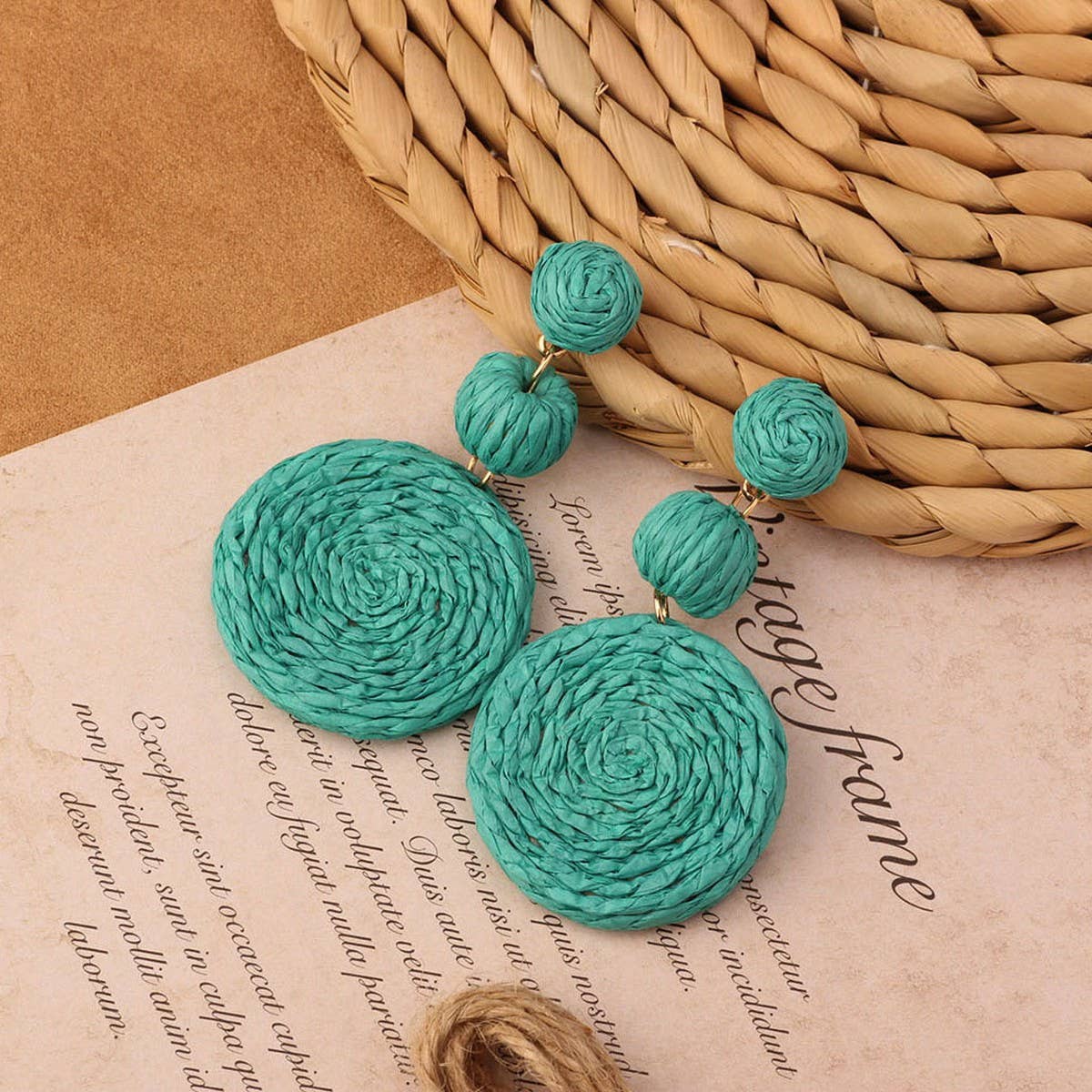 NEW VINTAGE SIMIAN GRASS VINE WOVEN EARRINGS_CWAJE4011