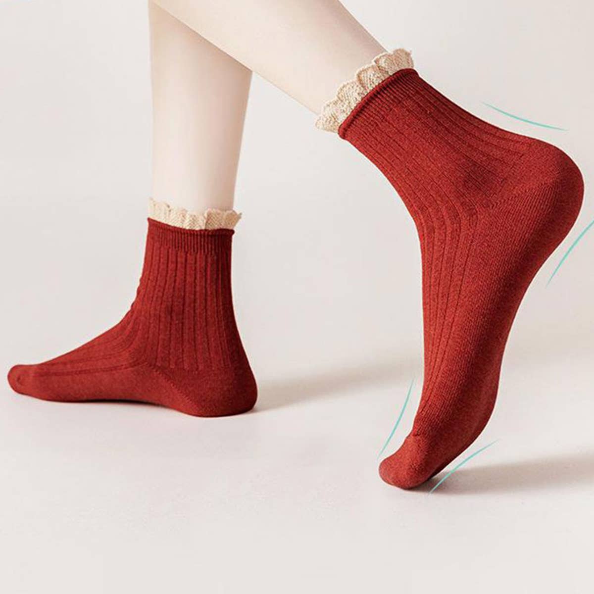 CUTE RUFFLE EDGE LACE MID-CREW SOCKS FOR WOMEN'S