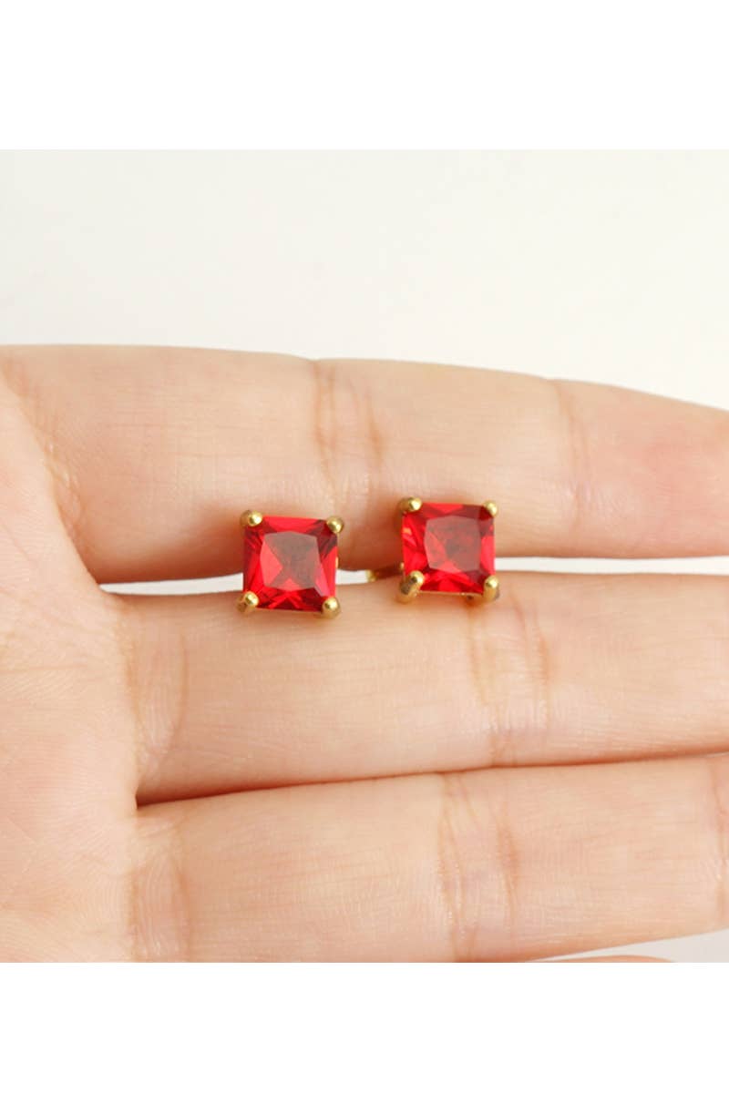 COLORED GEM DECKED STAINLESS STEEL EARRINGS_CWAJE0378