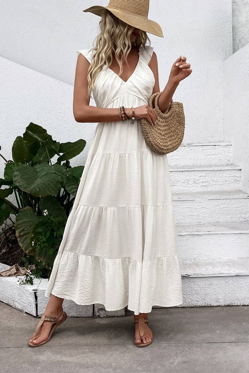 CWDMD5818_SOLID COMFORTABLE ELEGANT VACATION DRESS