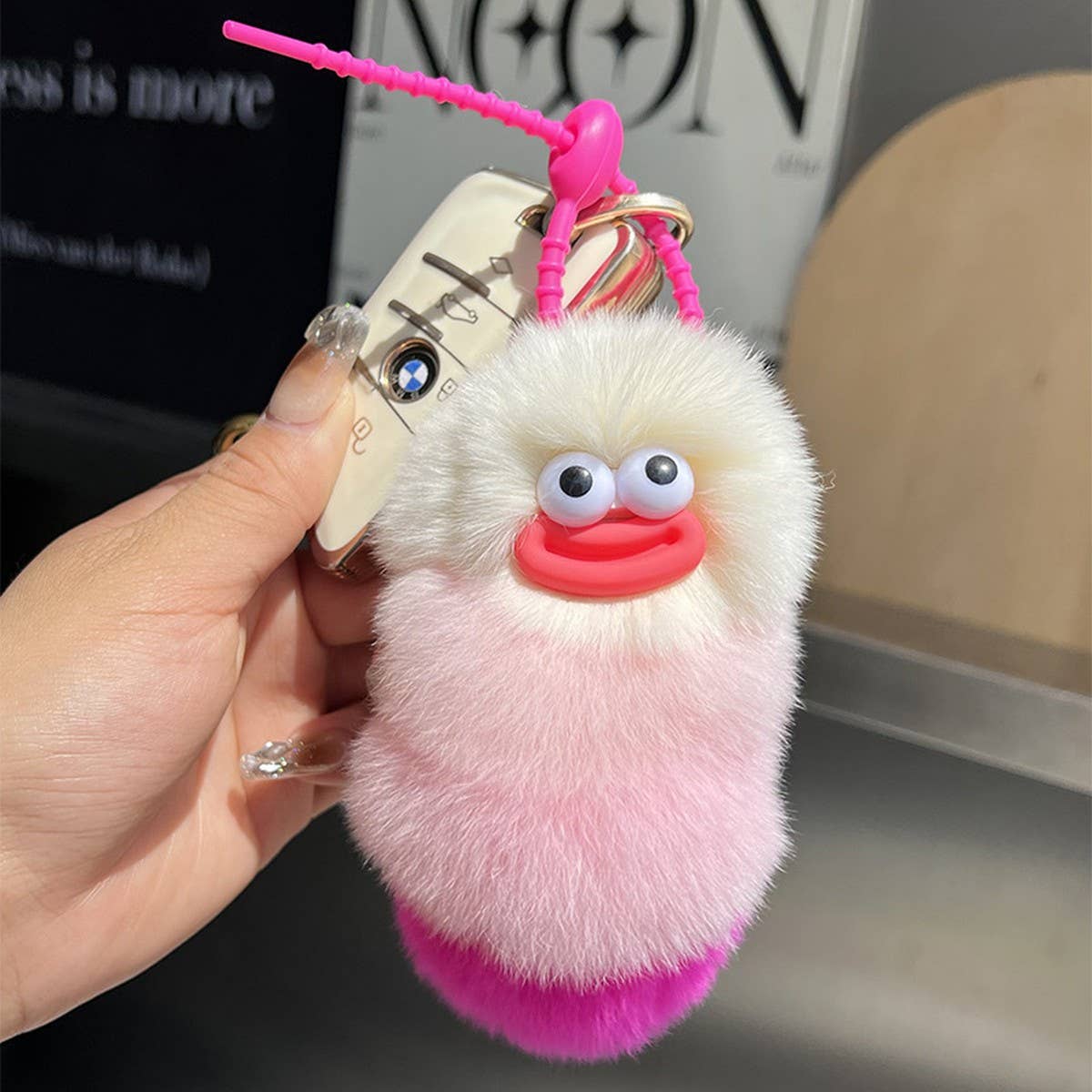 CUTE CATERPILLAR CAR KEYCHAIN PENDANT PLUSH DOLL