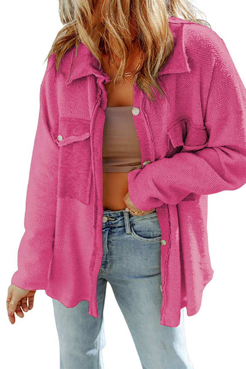 SINGLE-BREASTED CARDIGAN WITH SOLID COLOR LAPEL