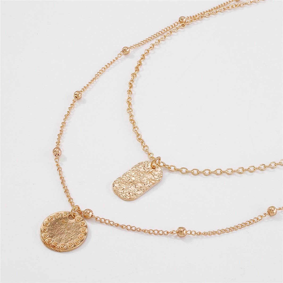 GEOMETRIC RETRO STYLE DOUBLE-LAYER NECKLACE