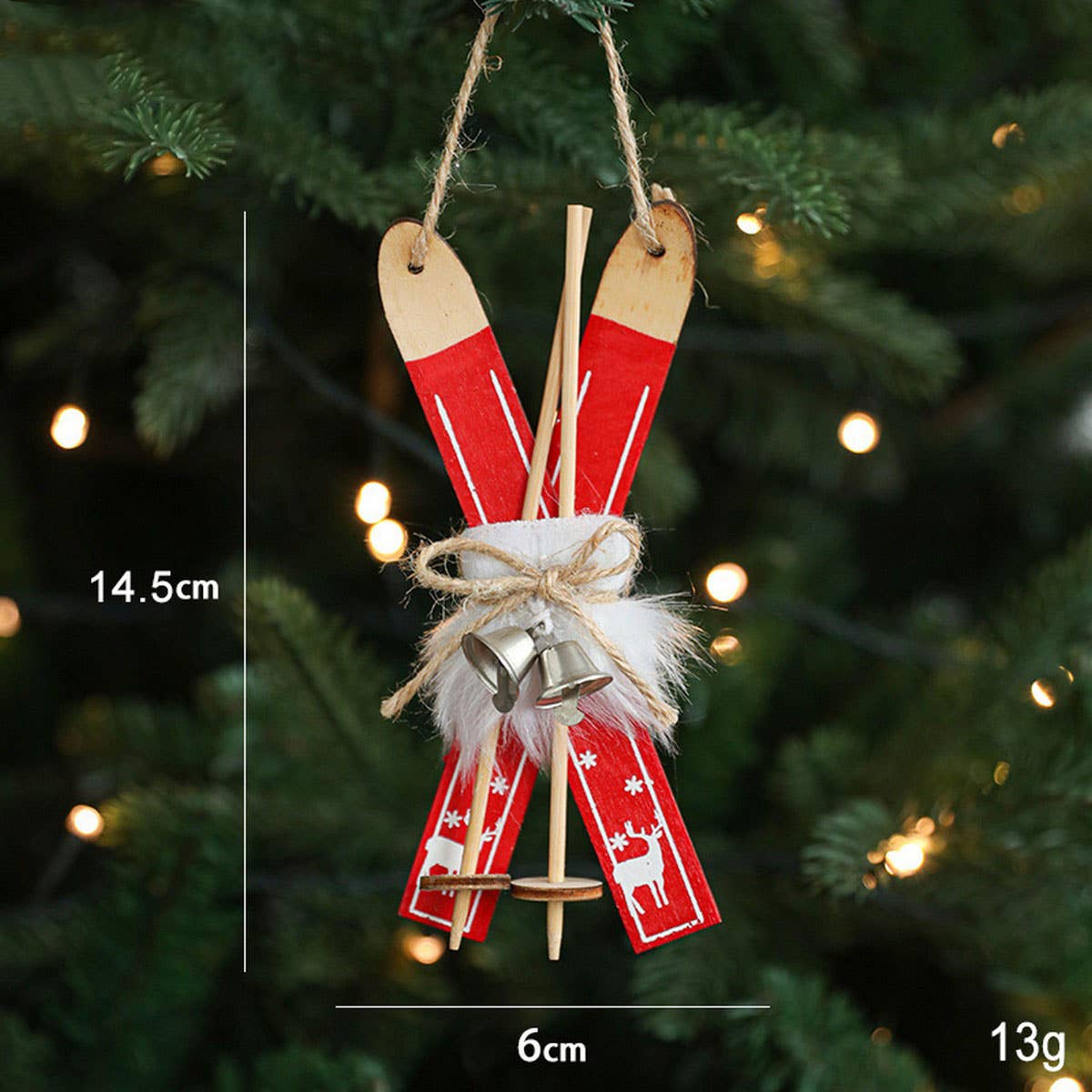 Wooden Red Sled Christmas Tree Hanging Decoration_CWMM9792