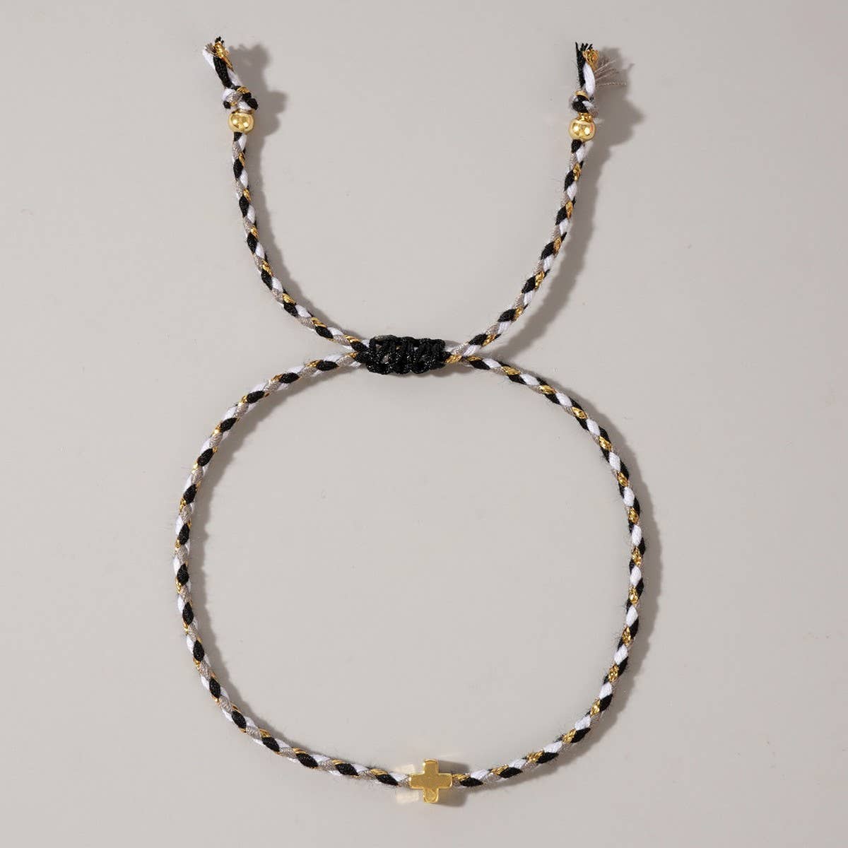 DIY HANDMADE FOUR-COLOR COTTON CROSS BRACELET