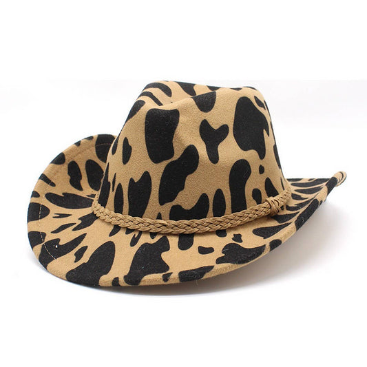 THICKENED FABRIC COW PATTERN WESTERN COWBOY HAT_CWAH2555