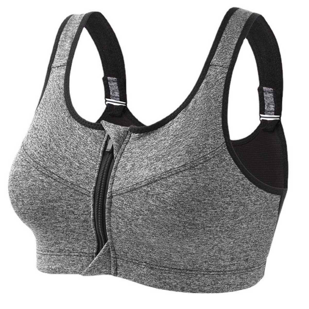 NON-WIRED ZIPPER PLUS SIZE SPORTS BRA_CWMU0296