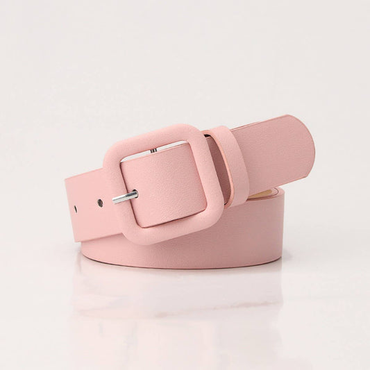 VINTAGE SQUARE BUCKLE SIMPLE CANDY COLOR BELTS_CWABE0394
