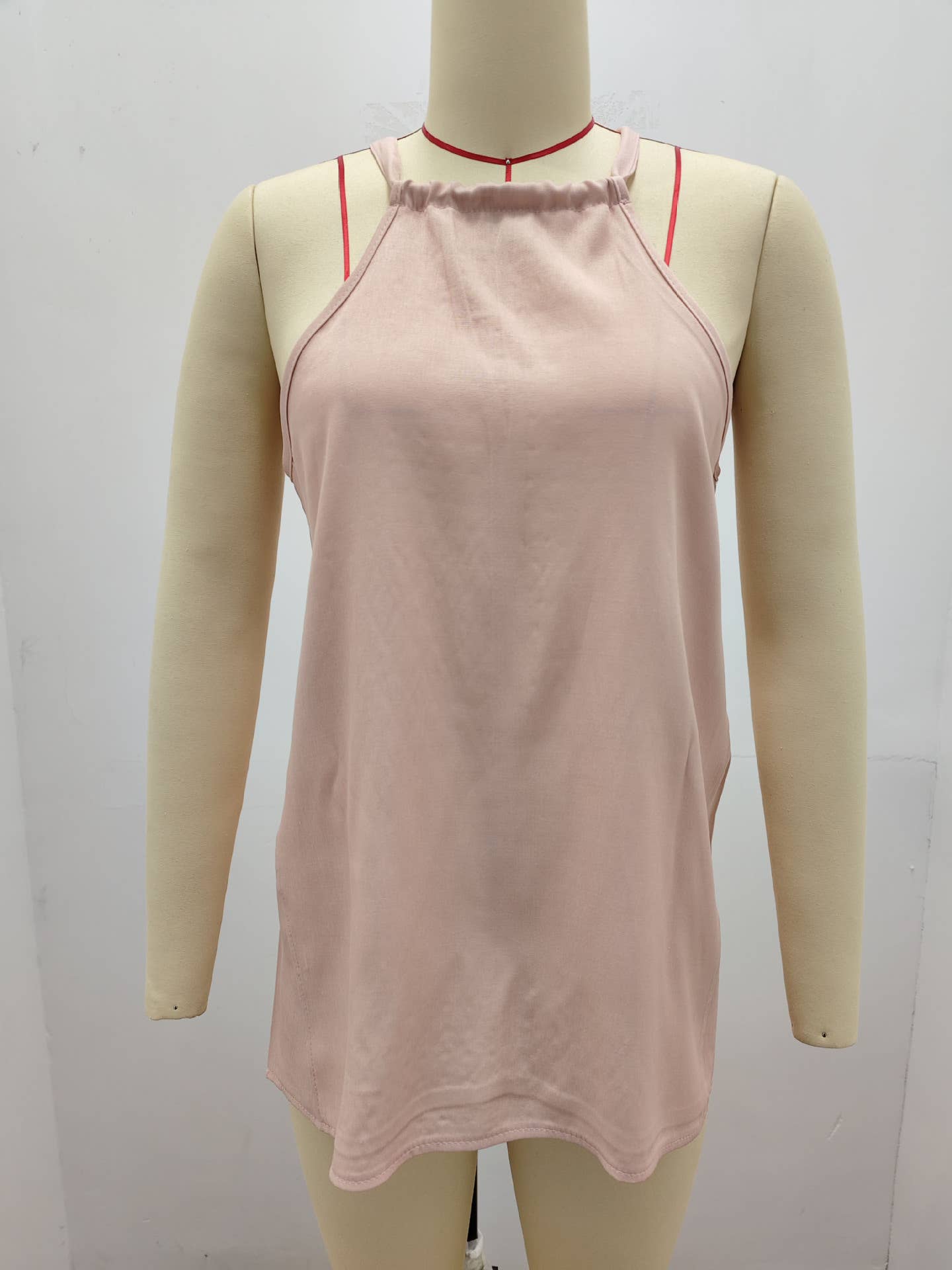 Solid-color fitting off-the-neck casual vest