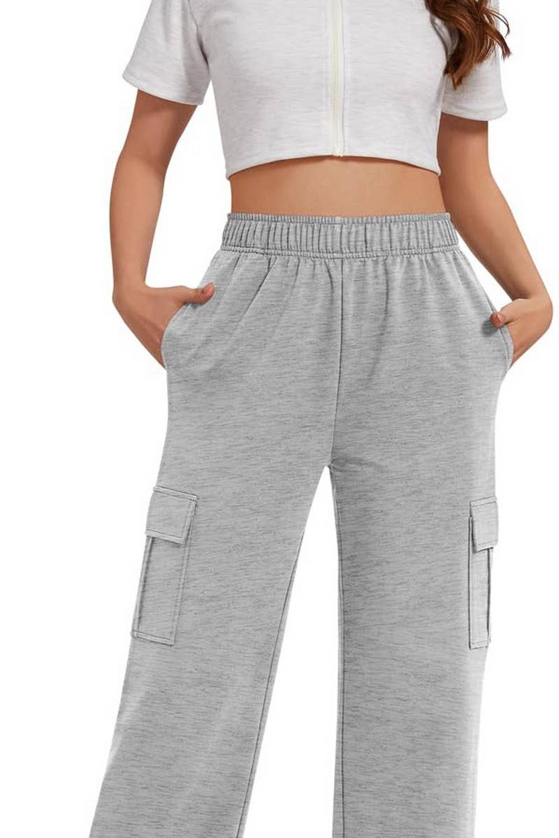 CWBLP1804_CASUAL LOOSE ELASTIC WAIST WIDE LEG PANTS