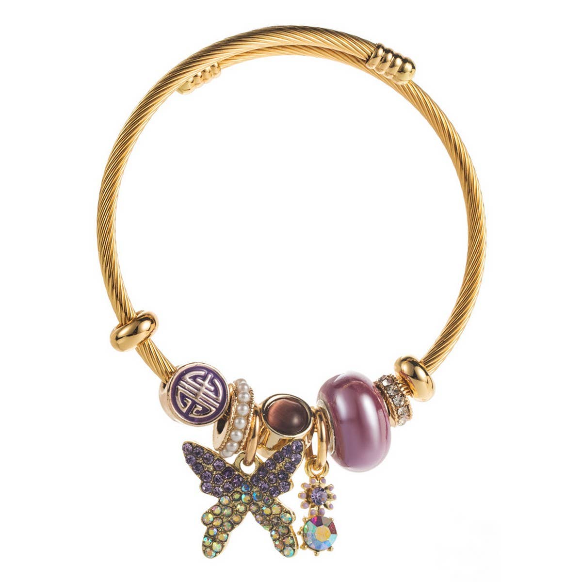 Trendy Beaded Bracelet with Butterfly Pendant